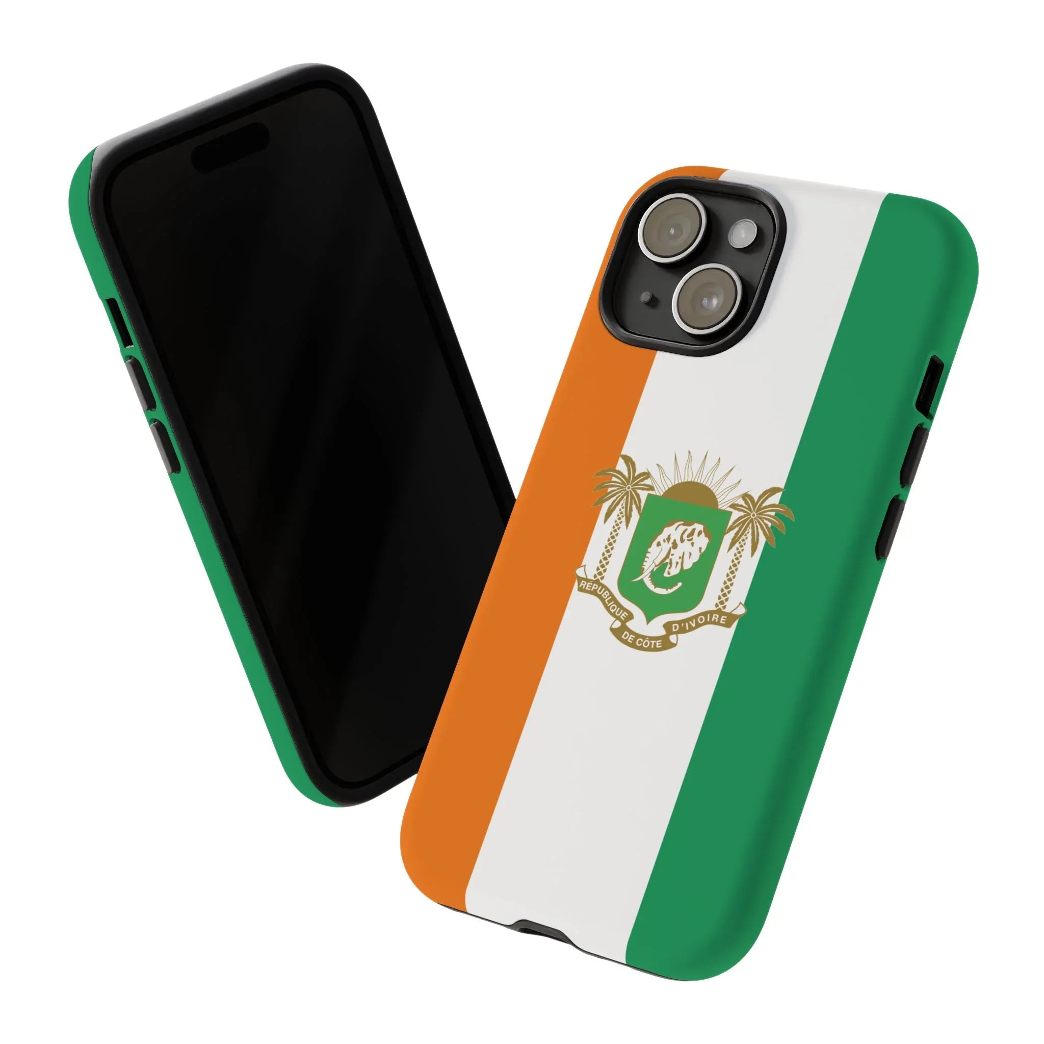 Ivory Coast Flag Tough Phone Case — Orange White Green Shield Crest - DiwaKi