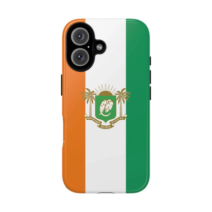 Ivory Coast Flag Tough Phone Case — Orange White Green Shield Crest - DiwaKi
