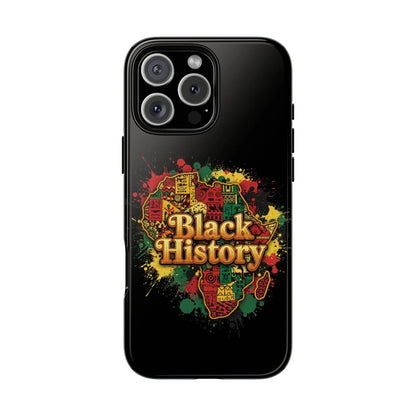 Black History Phone Case — Afrocentric Map Design, Bold Red‑Green‑Gold Splash - DiwaKi