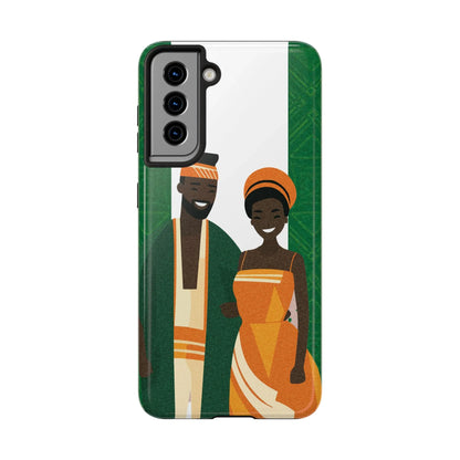 Tough Phone Case — Afrocentric Nigerian Couple Illustration, Protective Hard-Shell Phone Cover - DiwaKi
