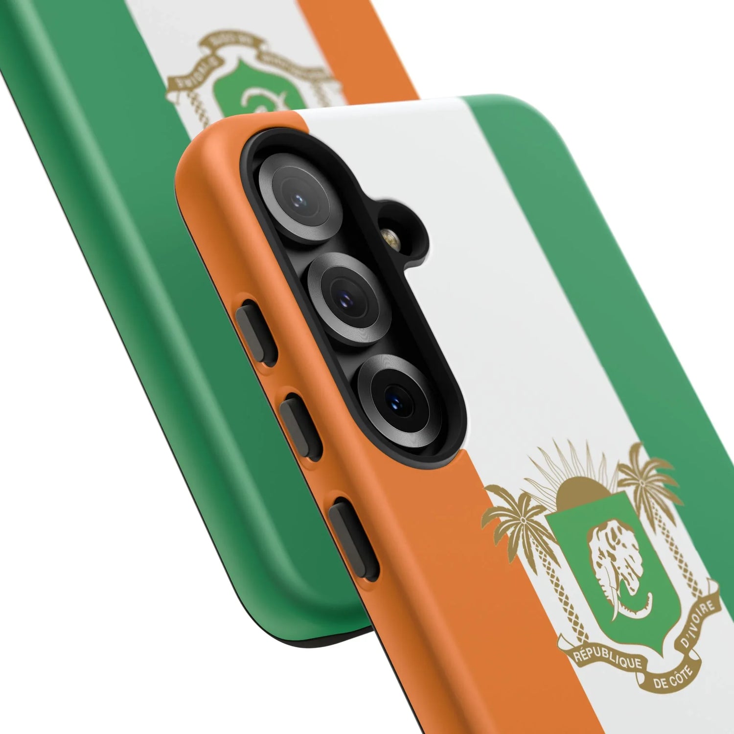 Ivory Coast Flag Tough Phone Case — Orange White Green Shield Crest - DiwaKi