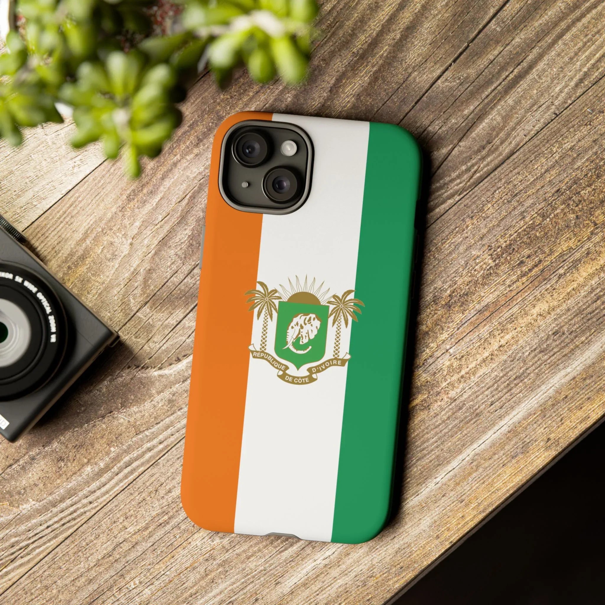 Ivory Coast Flag Tough Phone Case — Orange White Green Shield Crest - DiwaKi