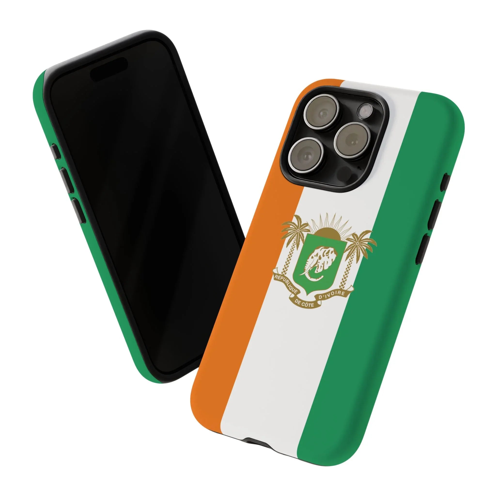 Ivory Coast Flag Tough Phone Case — Orange White Green Shield Crest - DiwaKi