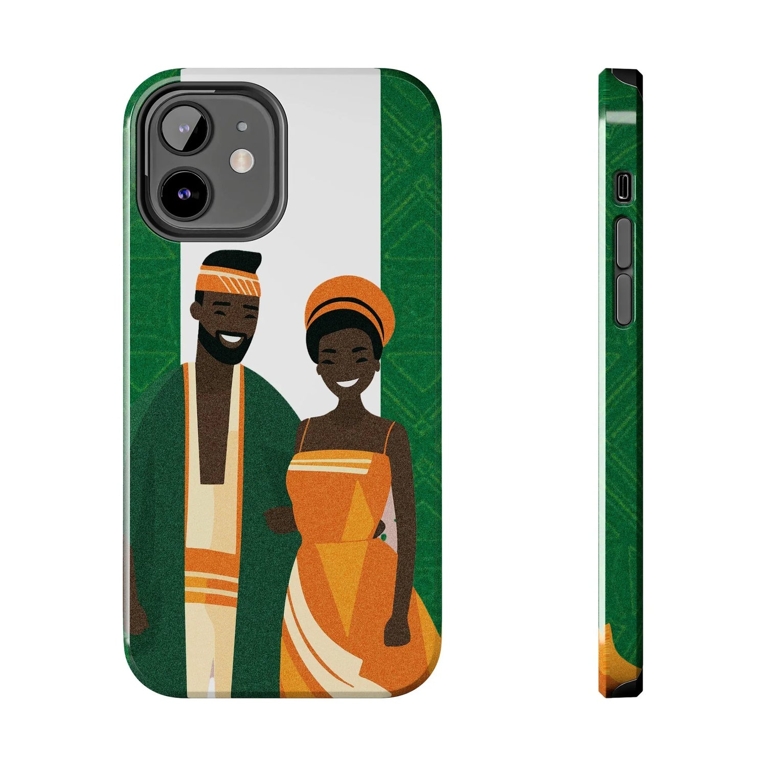 Tough Phone Case — Afrocentric Nigerian Couple Illustration, Protective Hard-Shell Phone Cover - DiwaKi