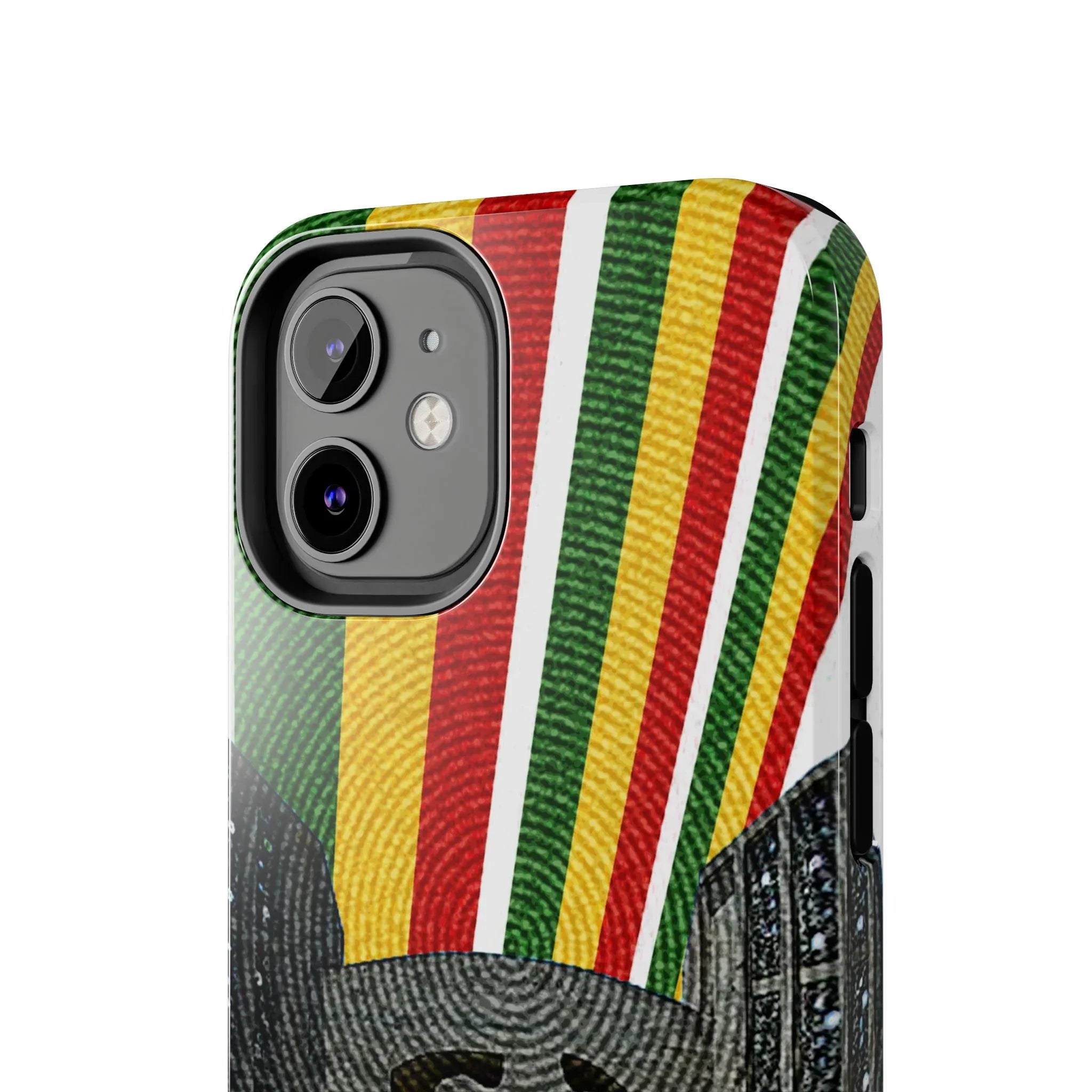 Togo Tough Phone Case — Durable Denim Look with Red Yellow Green Design - DiwaKi