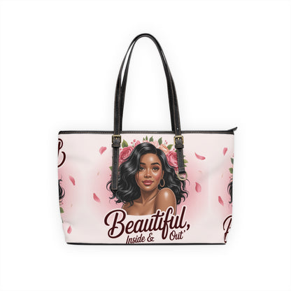 Tote Bag — "Beautiful Inside &amp; Out" Floral Portrait PU Shoulder Tote
