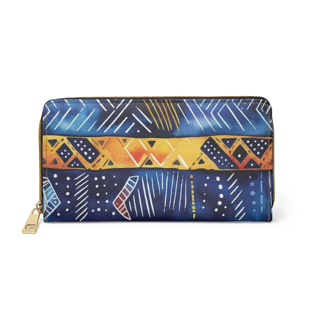 Bogolan Tribal Zip Wallet — Colorful African Pattern Zipper Wallet - DiwaKi