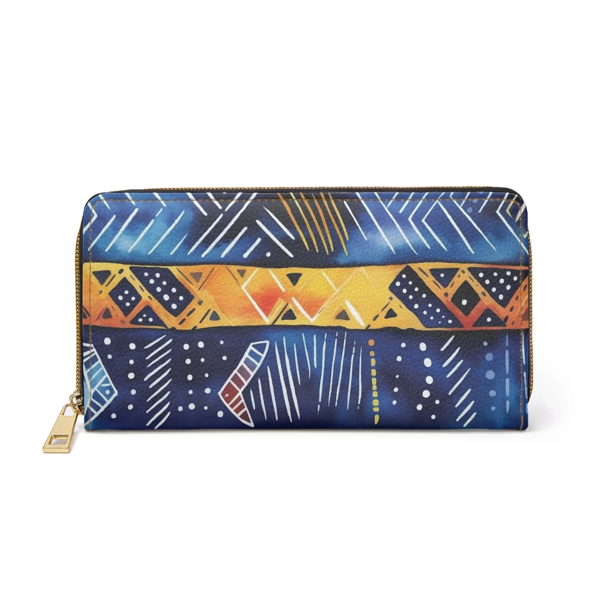 Bogolan Tribal Zip Wallet — Colorful African Pattern Zipper Wallet - DiwaKi