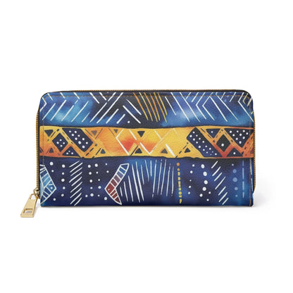 Bogolan Tribal Zip Wallet — Colorful African Pattern Zipper Wallet - DiwaKi