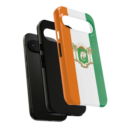 Ivory Coast Flag Tough Phone Case — Orange White Green Shield Crest - DiwaKi