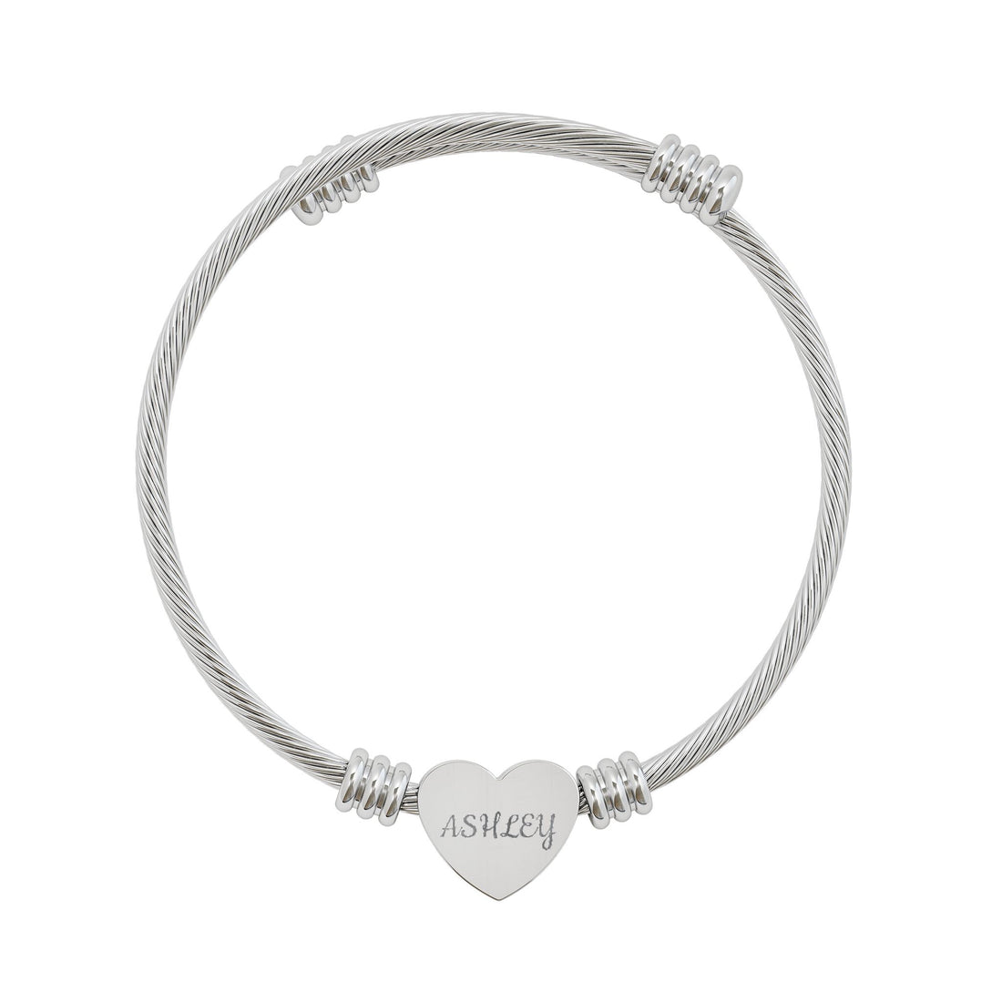 Engravable Heart Cuff Bracelet — Personalized Name Jewelry (Silver or Gold)
