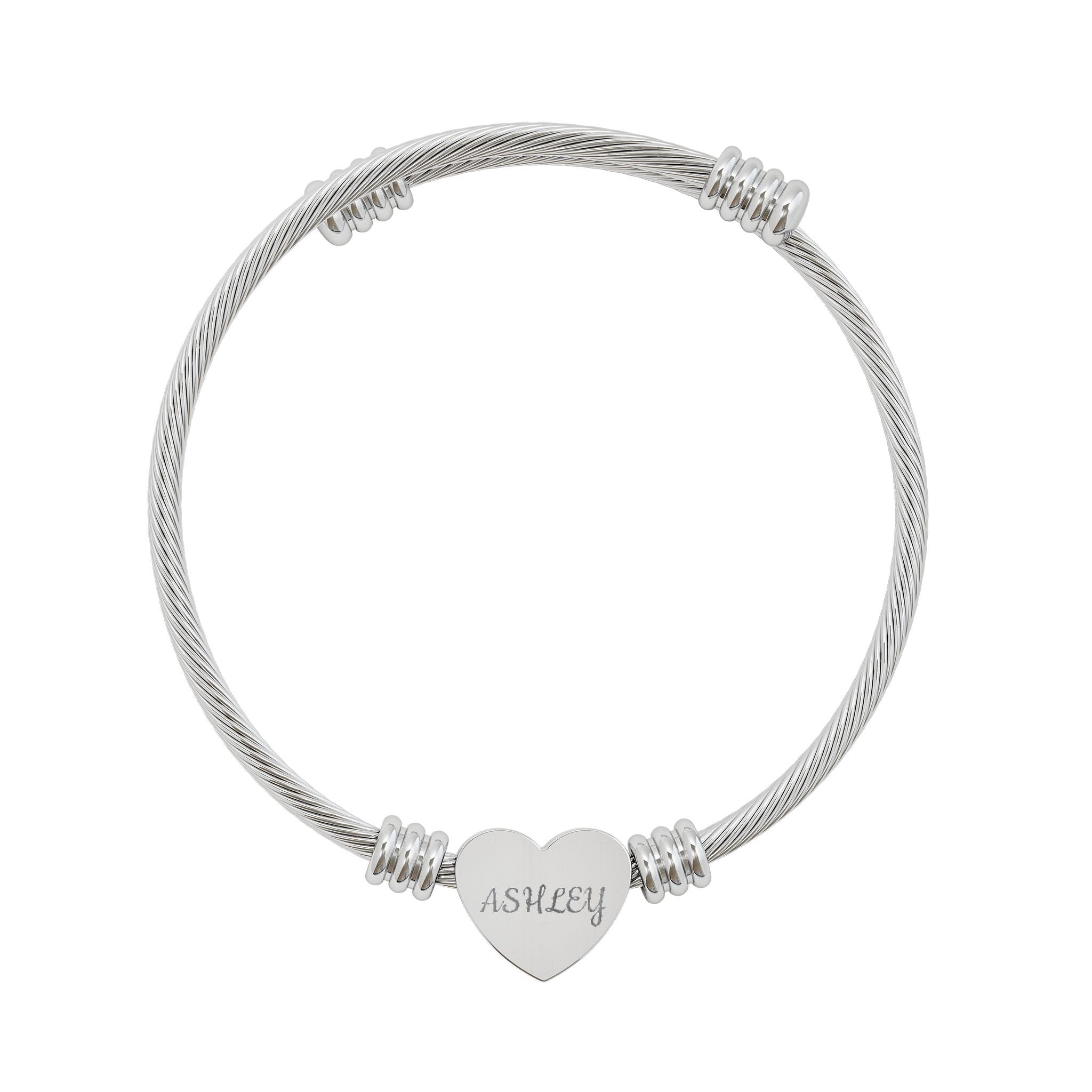 Engravable Heart Cuff Bracelet — Personalized Name Jewelry (Silver or Gold)