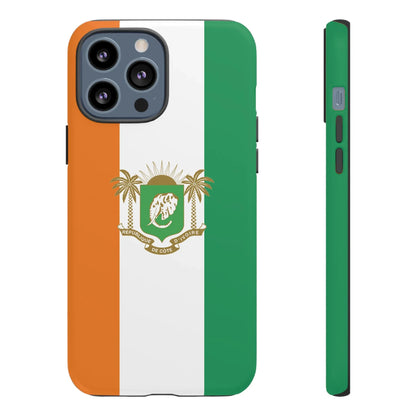 Ivory Coast Flag Tough Phone Case — Orange White Green Shield Crest - DiwaKi