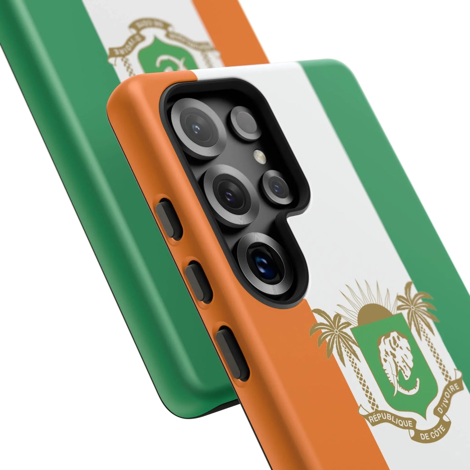Ivory Coast Flag Tough Phone Case — Orange White Green Shield Crest - DiwaKi