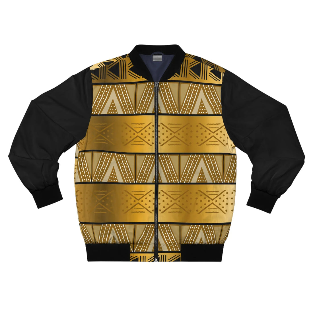 Gold Tribal Pattern Bomber Jacket - DiwaKi