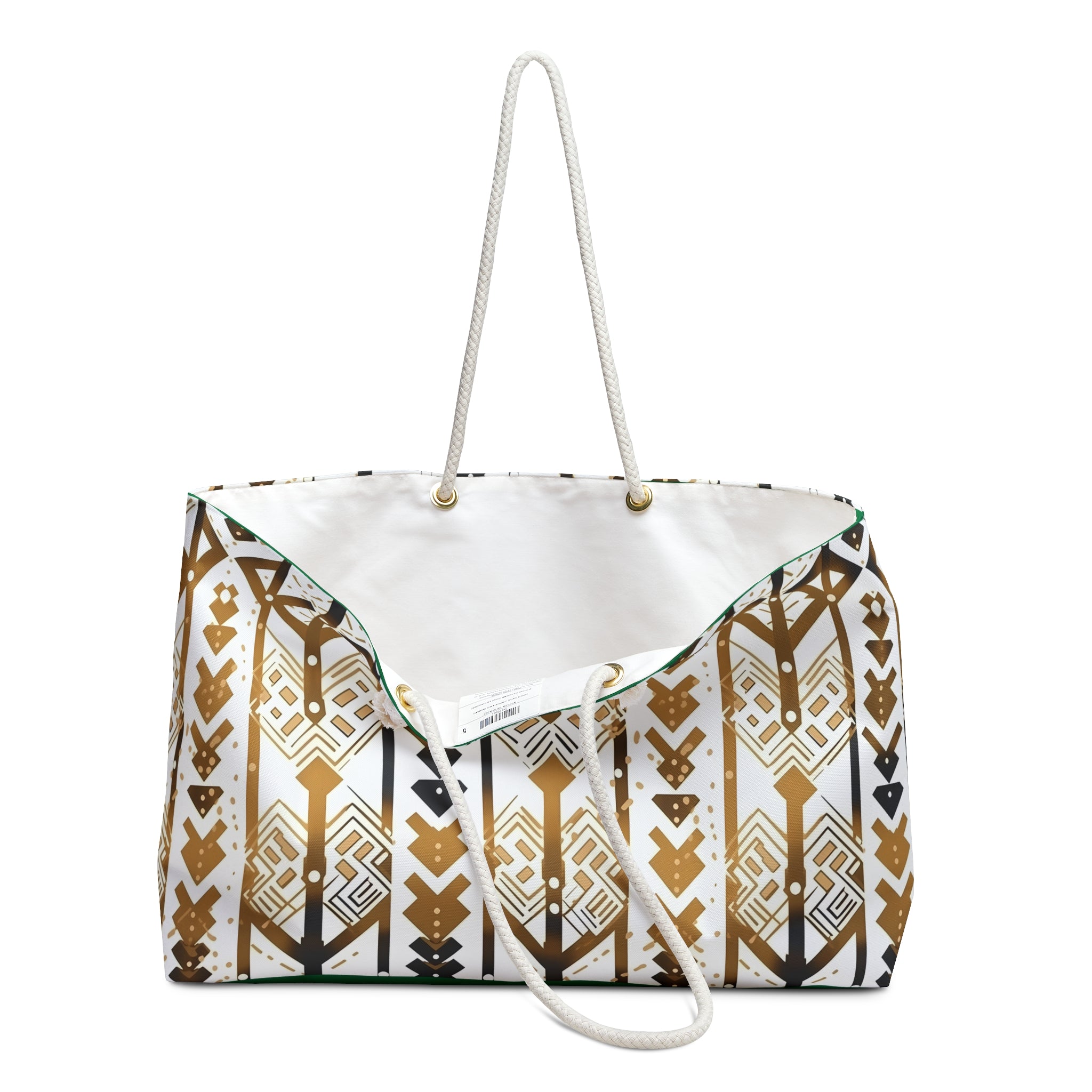 Gold African mudcloth Weekender Bag — Boho Tribal Travel Tote