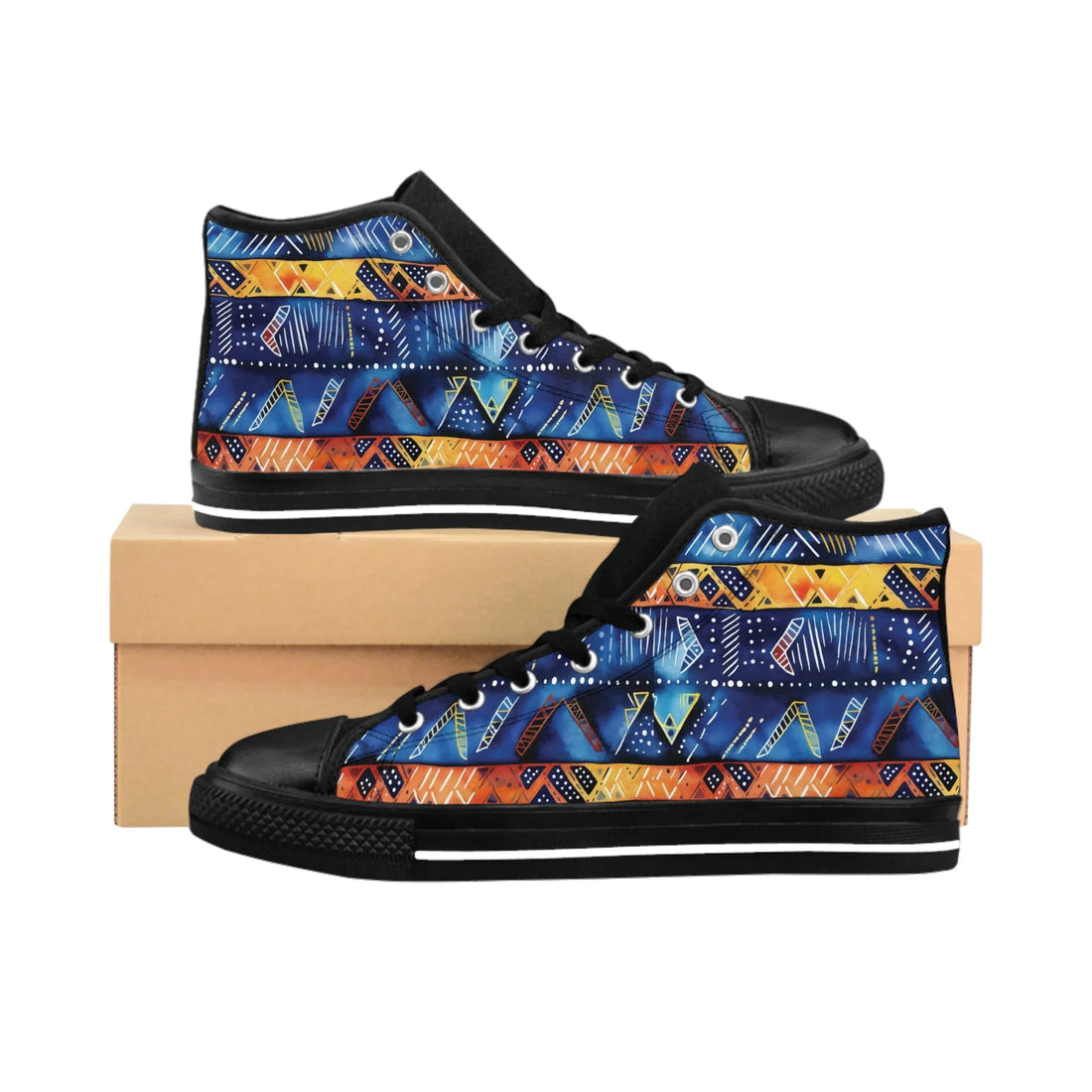 Diwaki Tribal Indigo Geo High-Top Sneakers — Men&