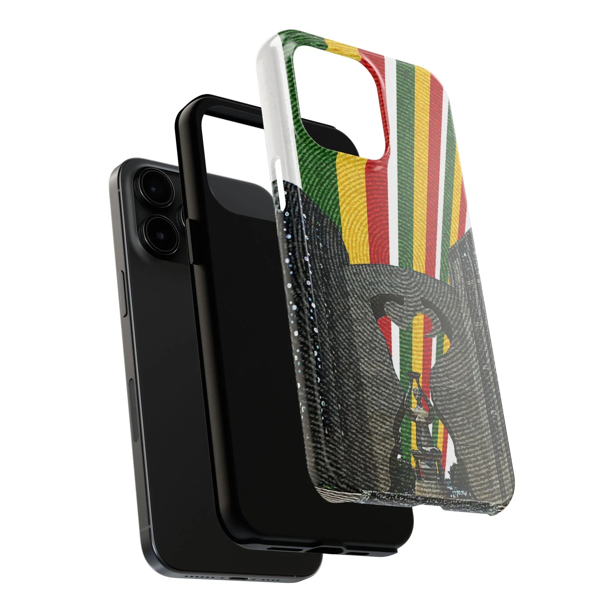 Togo Tough Phone Case — Durable Denim Look with Red Yellow Green Design - DiwaKi