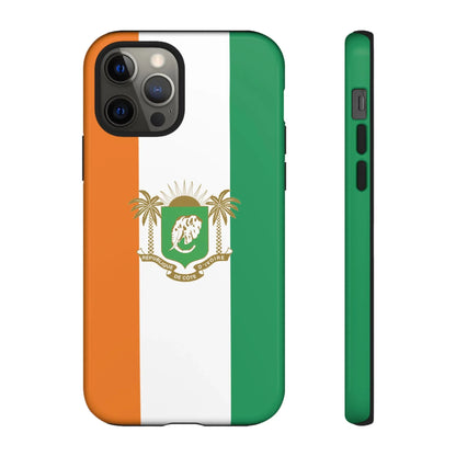 Ivory Coast Flag Tough Phone Case — Orange White Green Shield Crest - DiwaKi