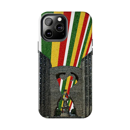Togo Tough Phone Case — Durable Denim Look with Red Yellow Green Design - DiwaKi