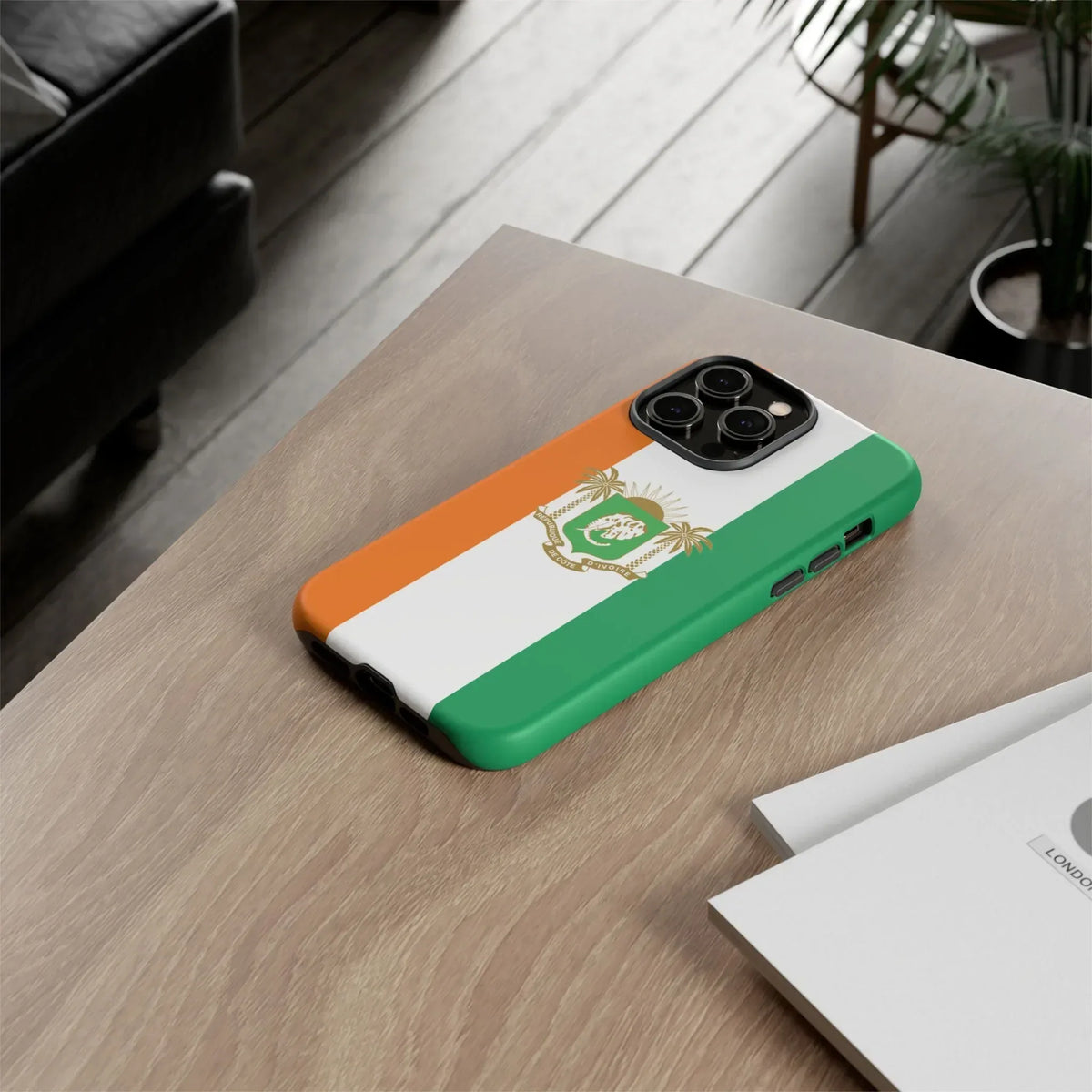 Ivory Coast Flag Tough Phone Case — Orange White Green Shield Crest - DiwaKi
