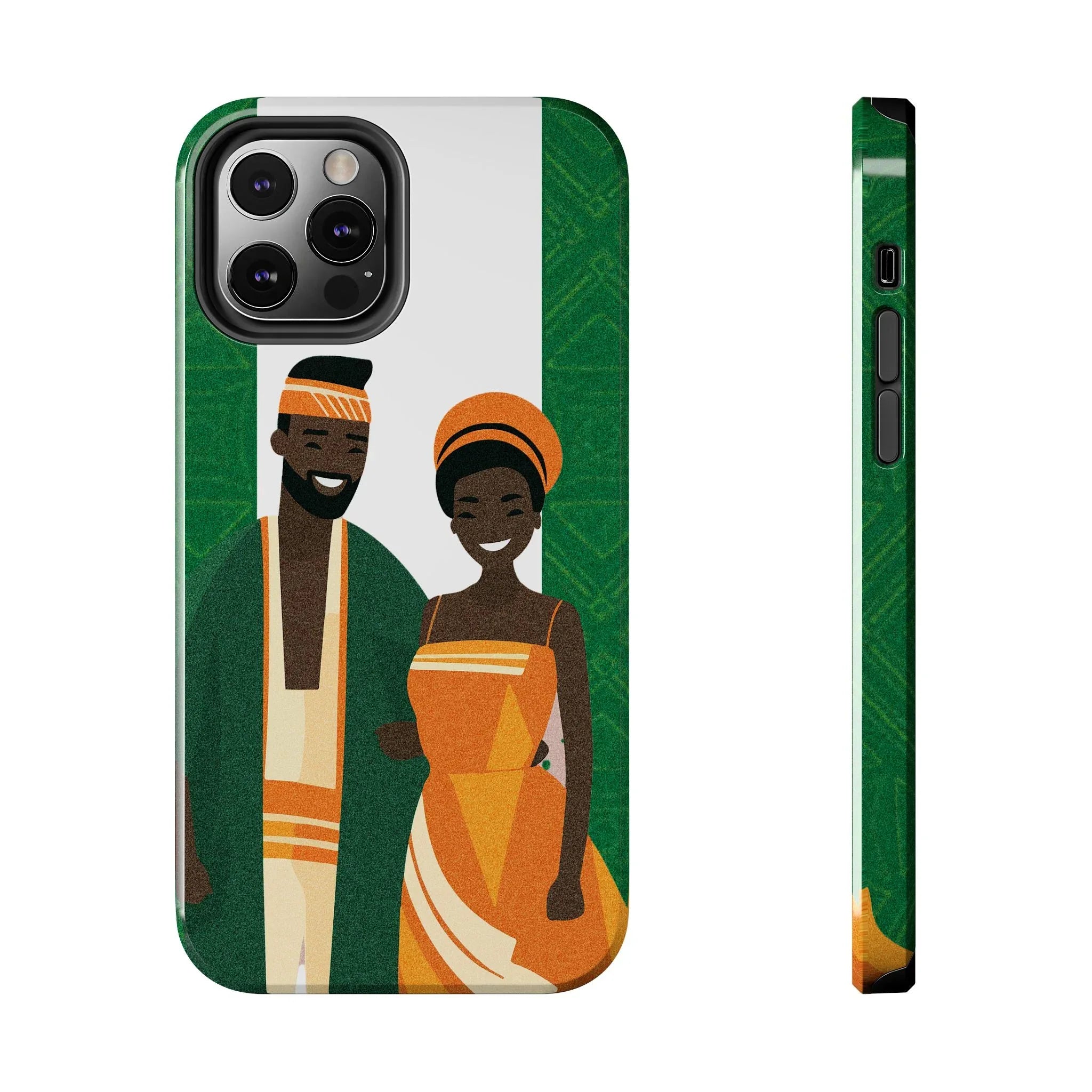 Tough Phone Case — Afrocentric Nigerian Couple Illustration, Protective Hard-Shell Phone Cover - DiwaKi