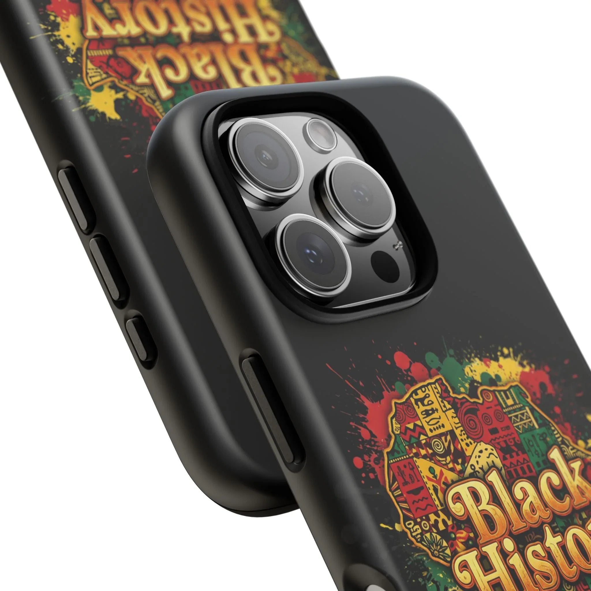 Black History Phone Case — Afrocentric Map Design, Bold Red‑Green‑Gold Splash - DiwaKi