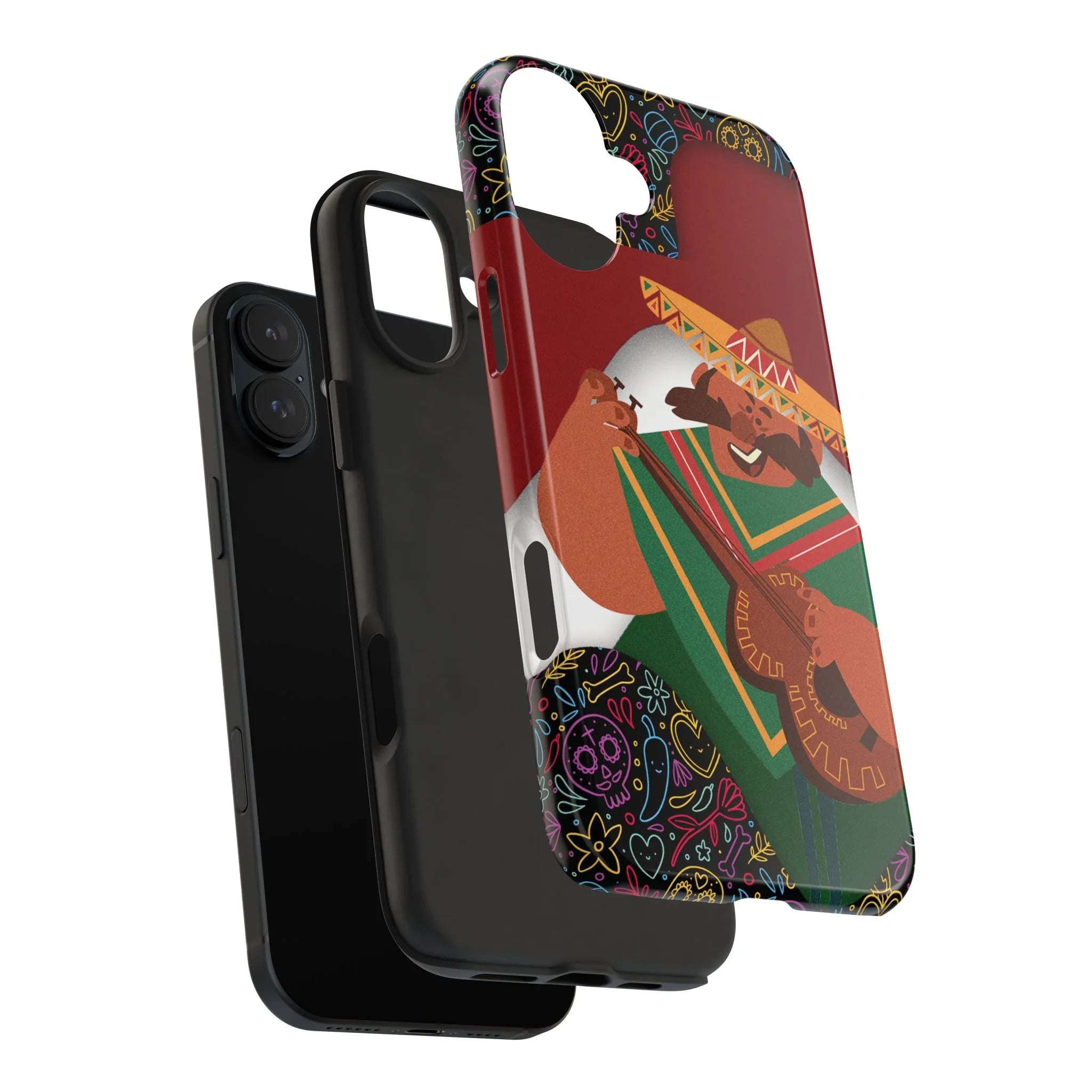 Mexico Mariachi Guitarist Tough Phone Case — Colorful Mexican Folk Art iPhone Cover - DiwaKi