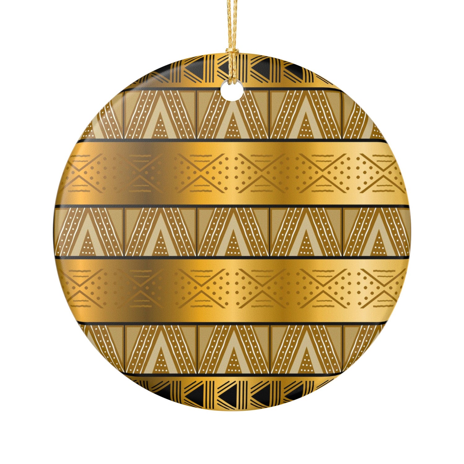 Gold Tribal Heart Ceramic Ornament — Decorative Holiday &amp; Gift Accent