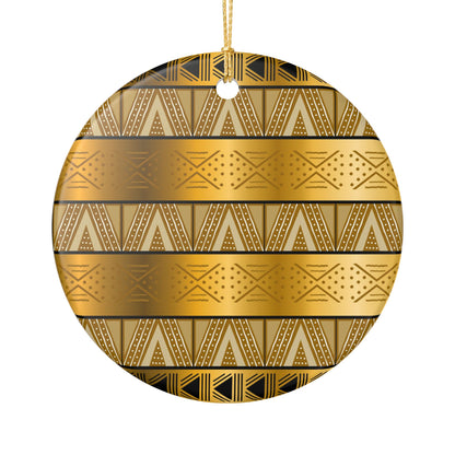 Gold Tribal Heart Ceramic Ornament — Decorative Holiday &amp; Gift Accent