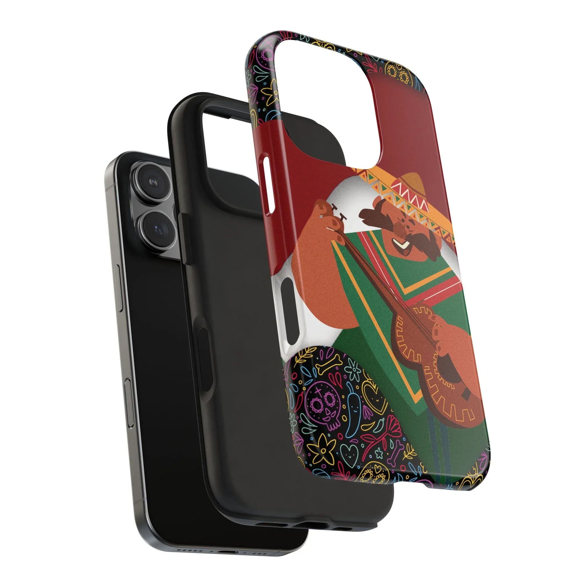 Mexico Mariachi Guitarist Tough Phone Case — Colorful Mexican Folk Art iPhone Cover - DiwaKi