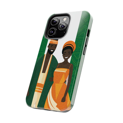 Tough Phone Case — Afrocentric Nigerian Couple Illustration, Protective Hard-Shell Phone Cover - DiwaKi