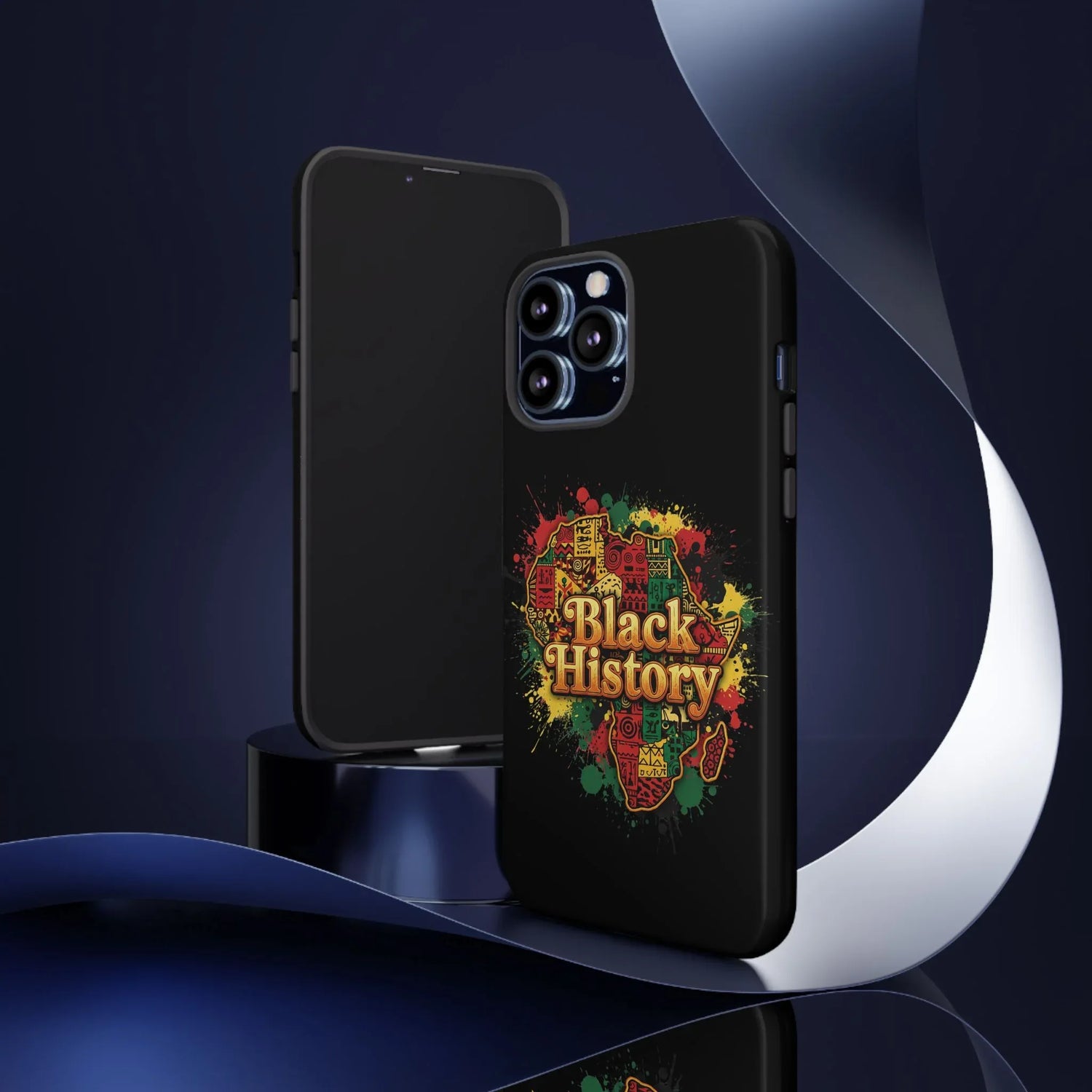 Black History Phone Case — Afrocentric Map Design, Bold Red‑Green‑Gold Splash - DiwaKi