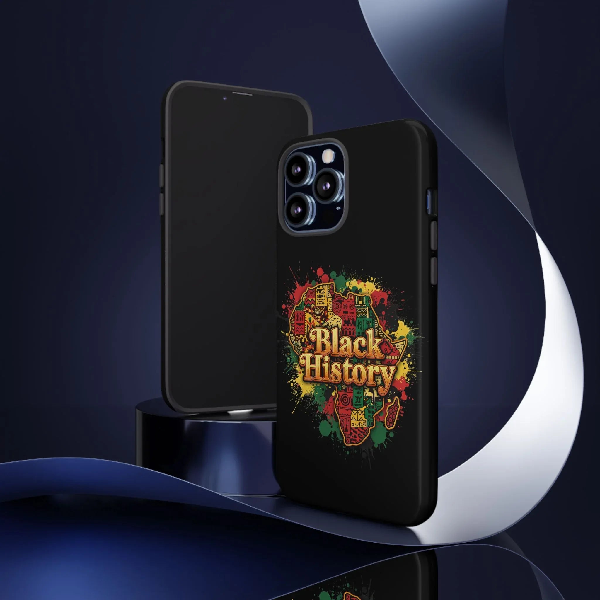 Black History Phone Case — Afrocentric Map Design, Bold Red‑Green‑Gold Splash - DiwaKi