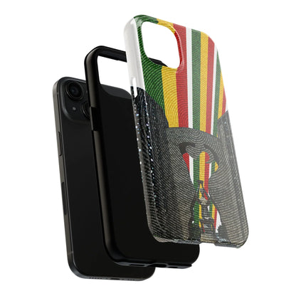 Togo Tough Phone Case — Durable Denim Look with Red Yellow Green Design - DiwaKi