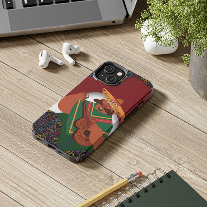 Mexico Mariachi Guitarist Tough Phone Case — Colorful Mexican Folk Art iPhone Cover - DiwaKi