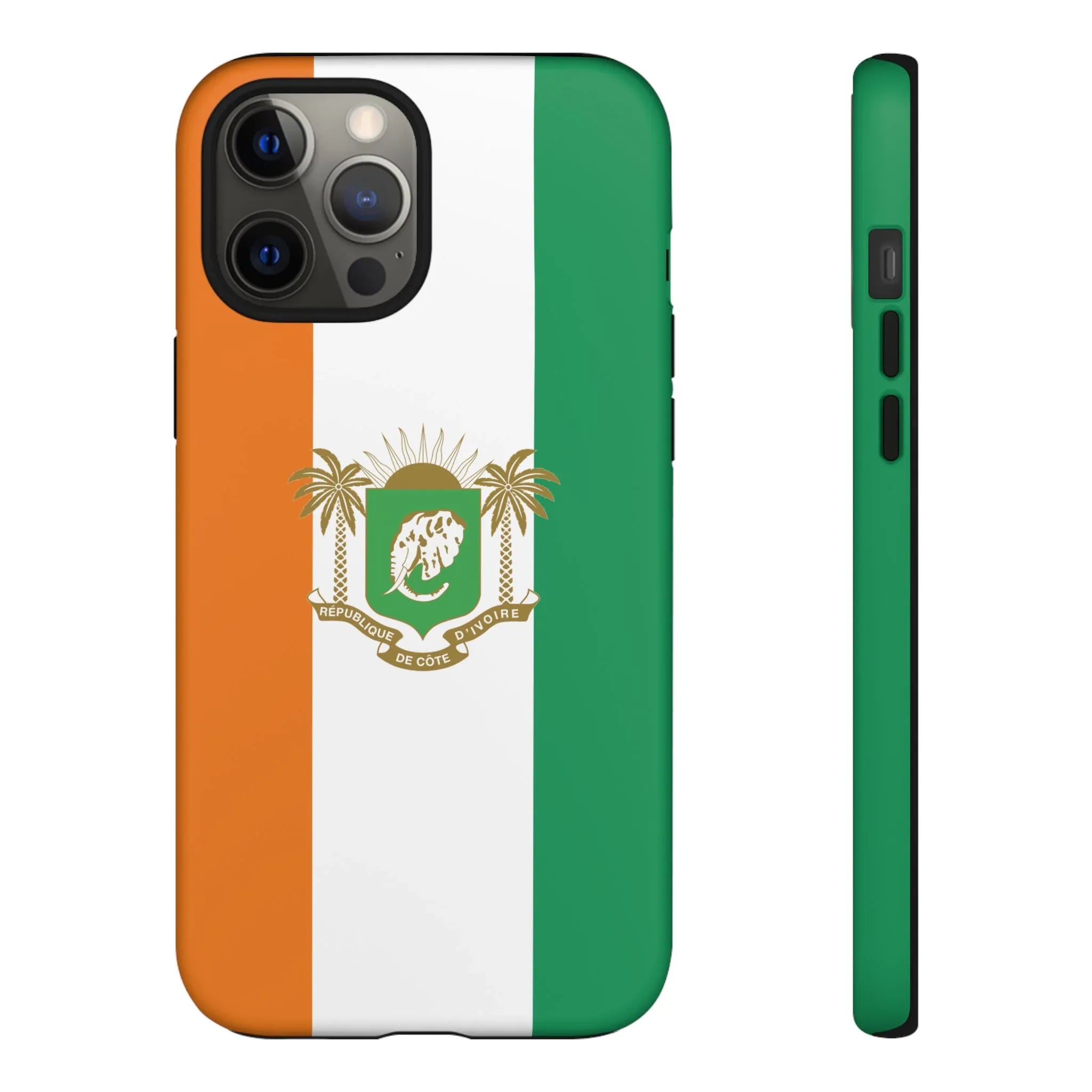 Ivory Coast Flag Tough Phone Case — Orange White Green Shield Crest - DiwaKi