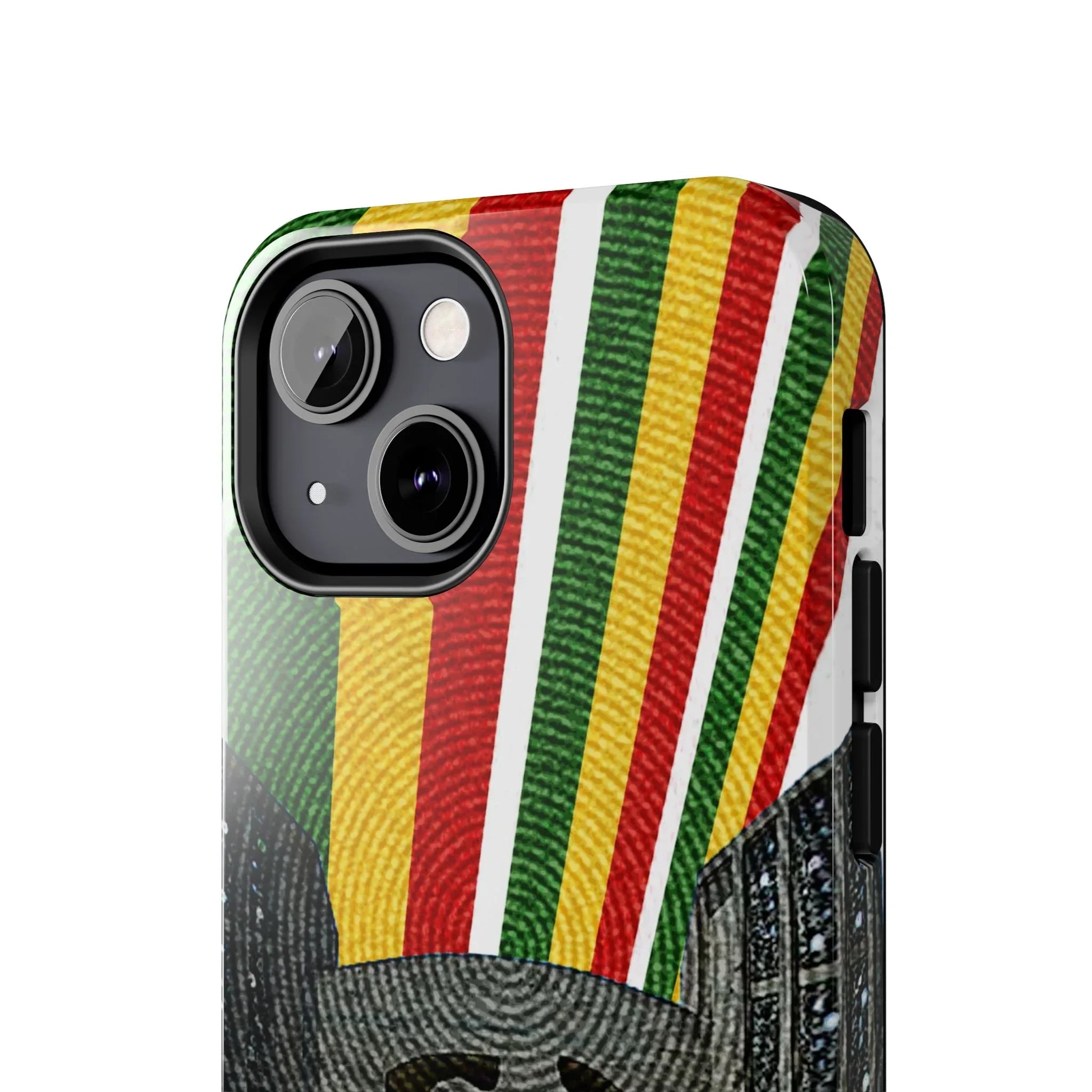 Togo Tough Phone Case — Durable Denim Look with Red Yellow Green Design - DiwaKi