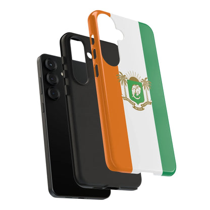 Ivory Coast Flag Tough Phone Case — Orange White Green Shield Crest - DiwaKi