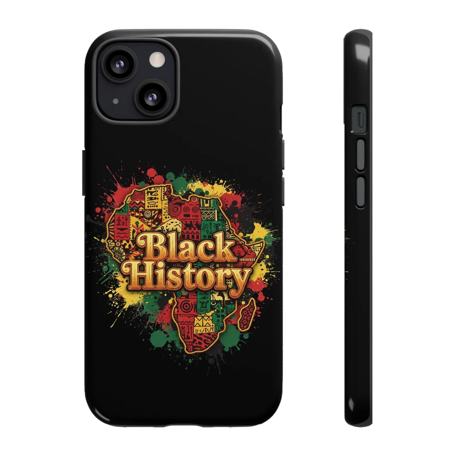 Black History Phone Case — Afrocentric Map Design, Bold Red‑Green‑Gold Splash - DiwaKi