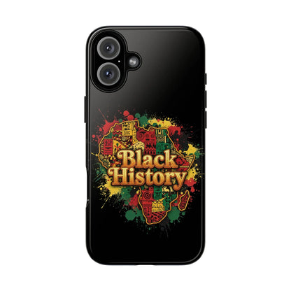 Black History Phone Case — Afrocentric Map Design, Bold Red‑Green‑Gold Splash - DiwaKi