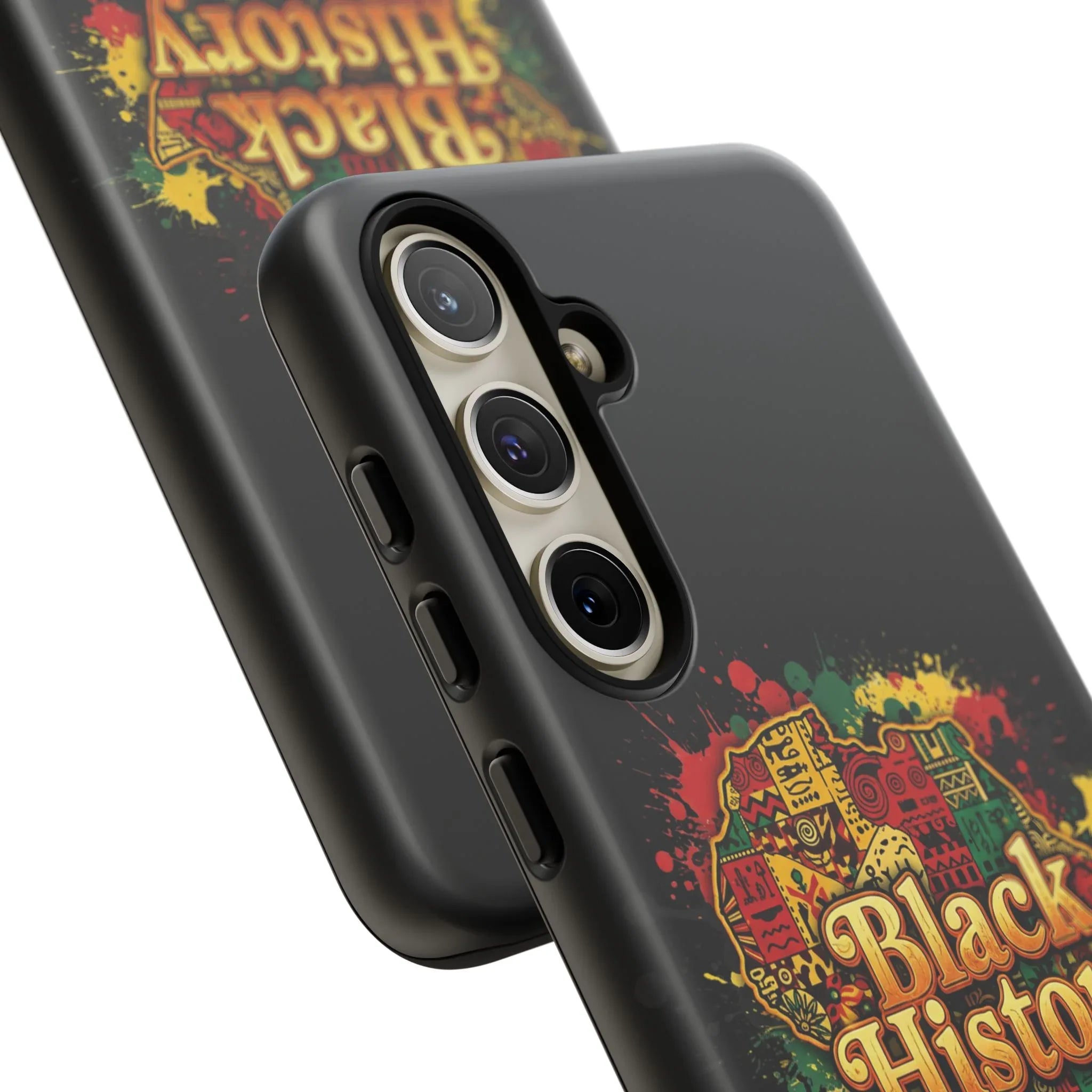 Black History Phone Case — Afrocentric Map Design, Bold Red‑Green‑Gold Splash - DiwaKi