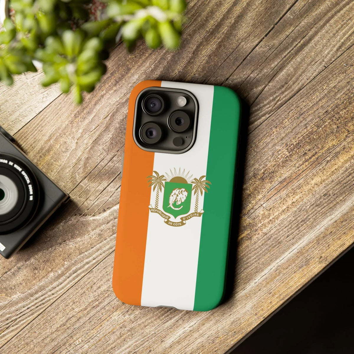 Ivory Coast Flag Tough Phone Case — Orange White Green Shield Crest - DiwaKi