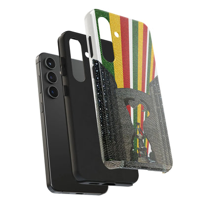 Togo Tough Phone Case — Durable Denim Look with Red Yellow Green Design - DiwaKi