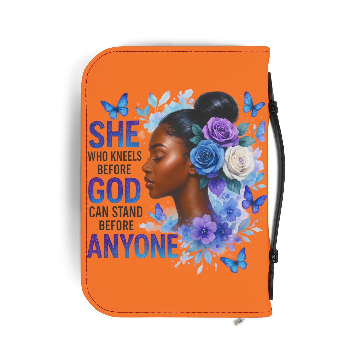 She Who Kneels Before God Bible Cover — Inspirational Christian Floral Design