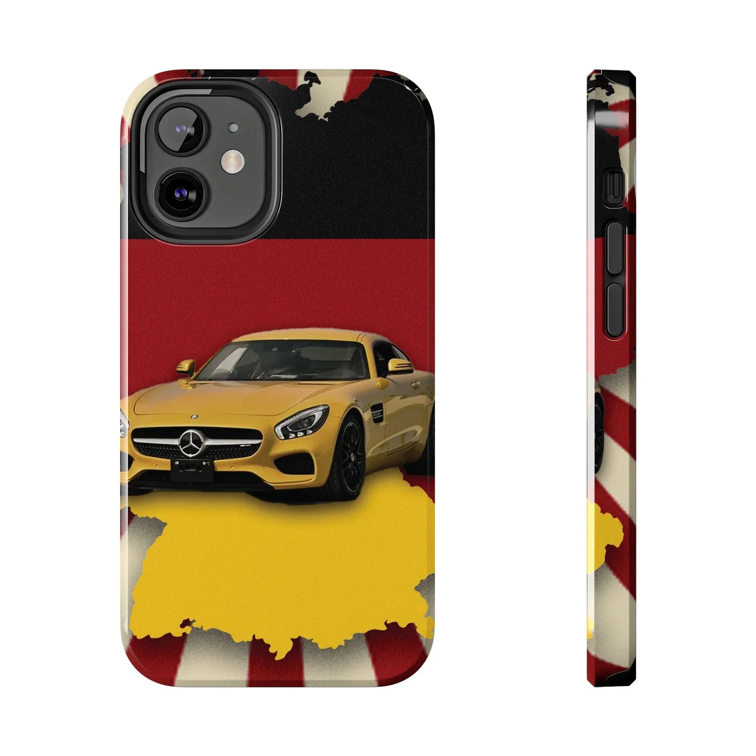 Mercedes Sports Car Tough Phone Case — Yellow GT on Red &amp; Black Background - DiwaKi