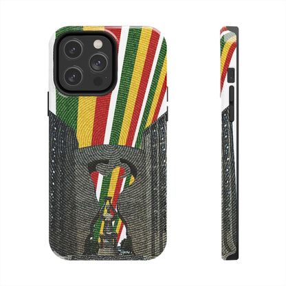 Togo Tough Phone Case — Durable Denim Look with Red Yellow Green Design - DiwaKi