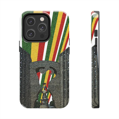 Togo Tough Phone Case — Durable Denim Look with Red Yellow Green Design - DiwaKi