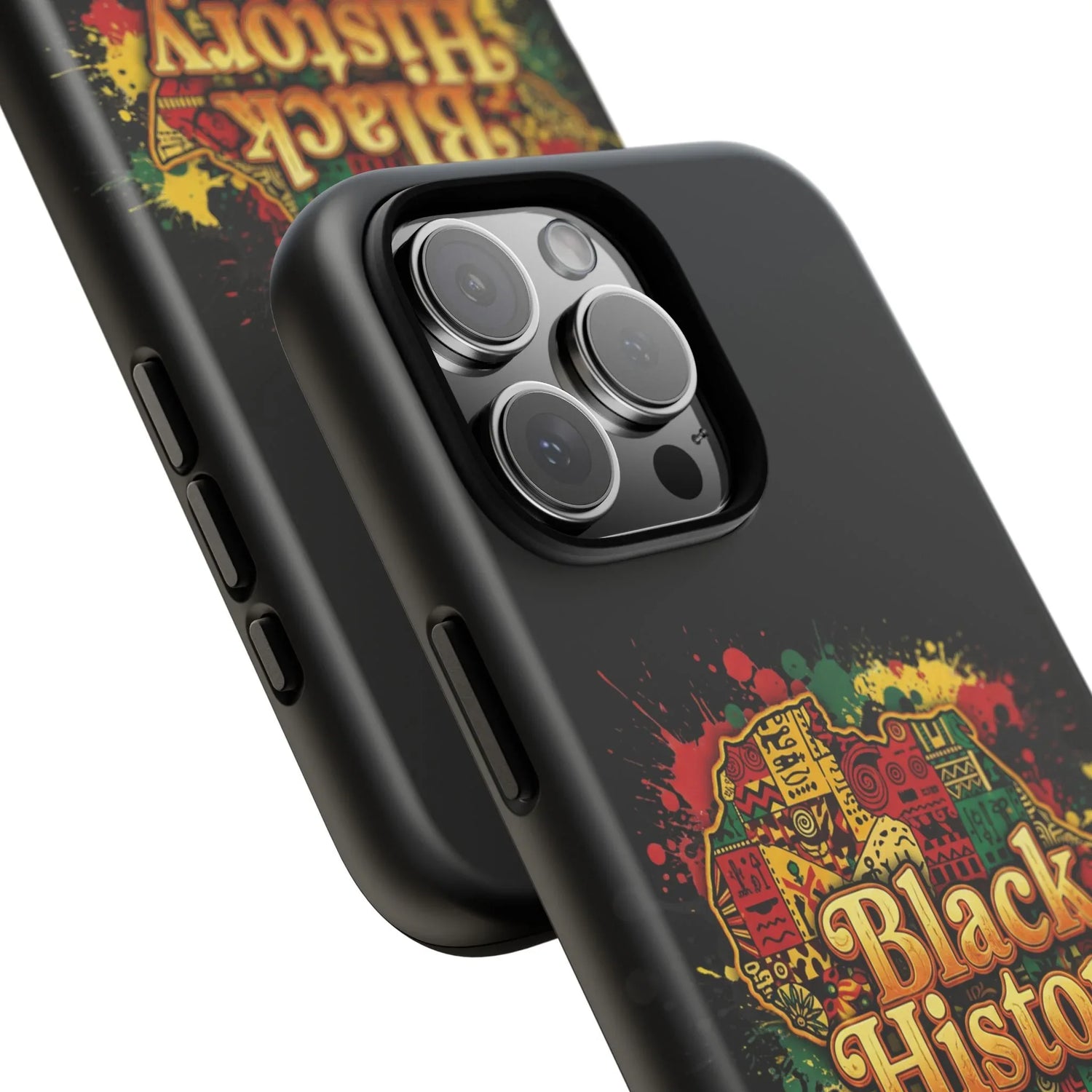 Black History Phone Case — Afrocentric Map Design, Bold Red‑Green‑Gold Splash - DiwaKi