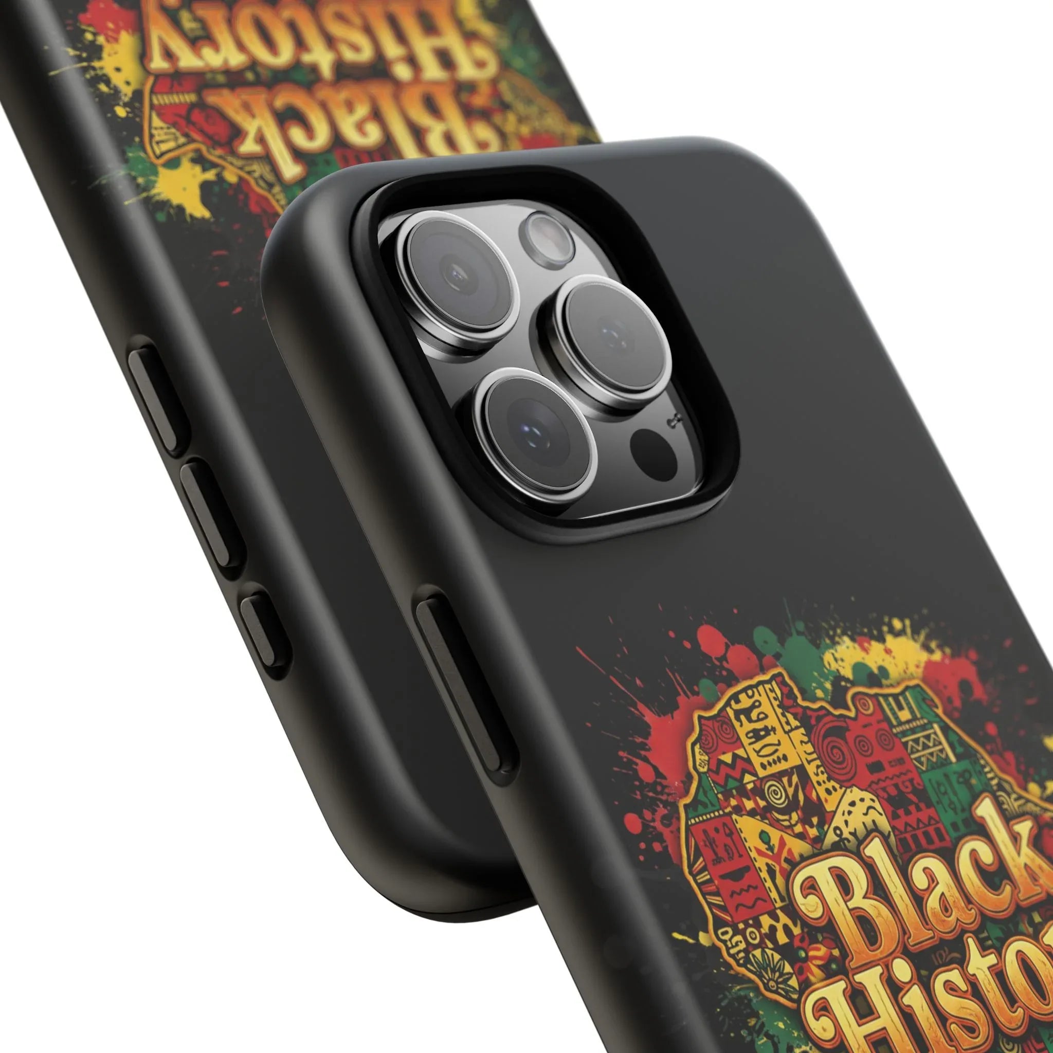 Black History Phone Case — Afrocentric Map Design, Bold Red‑Green‑Gold Splash - DiwaKi